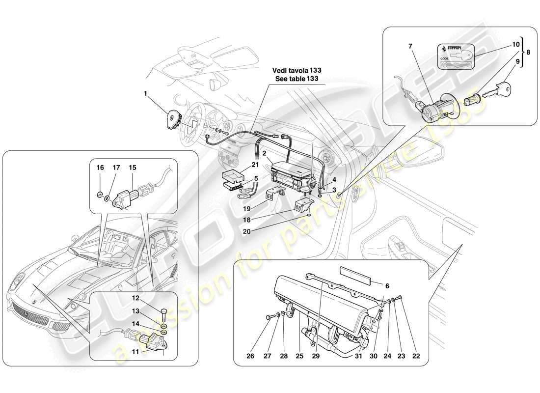 Ferrari 599 GTO (RHD) AIRBAG Parts Diagram