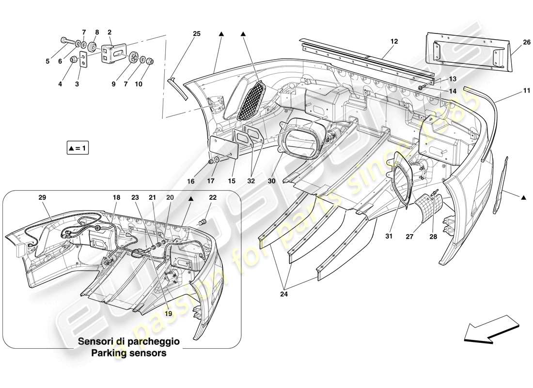 Ferrari 599 GTO (USA) REAR BUMPER Part Diagram