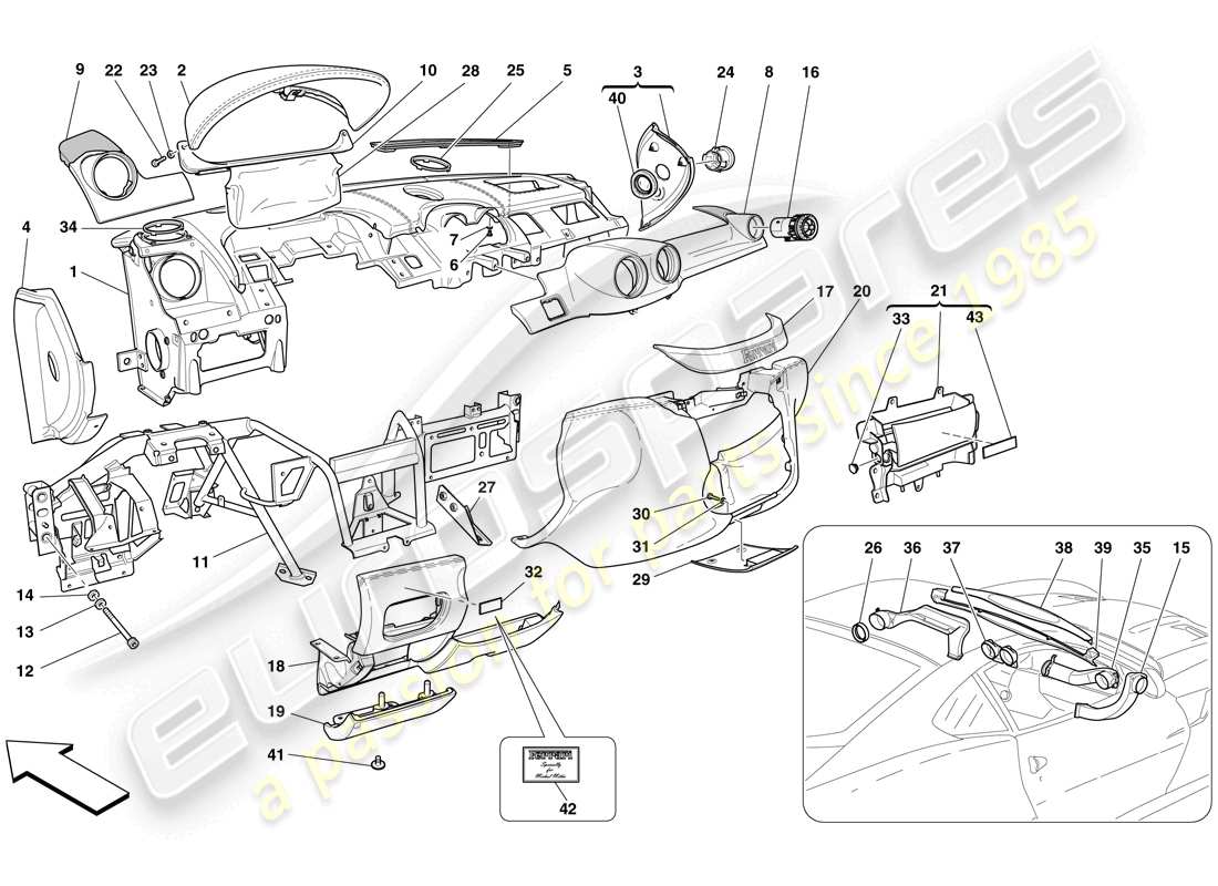 Ferrari 599 GTO (USA) DASHBOARD Part Diagram