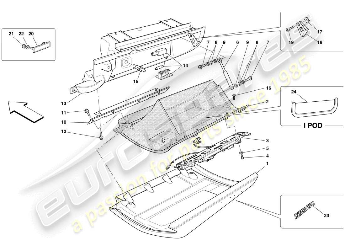 Ferrari 599 GTO (USA) GLOVE COMPARTMENT Part Diagram