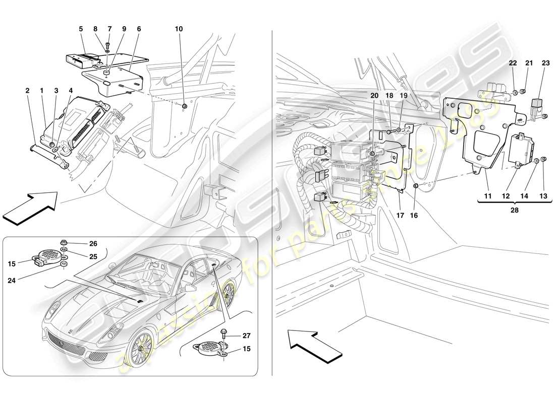 Ferrari 599 GTO (USA) LUGGAGE COMPARTMENT ECUs Part Diagram