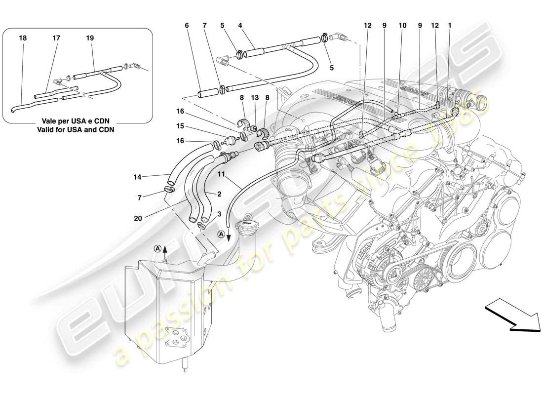 Ferrari 599 SA Aperta (Europe) Blow-by system Part Diagram