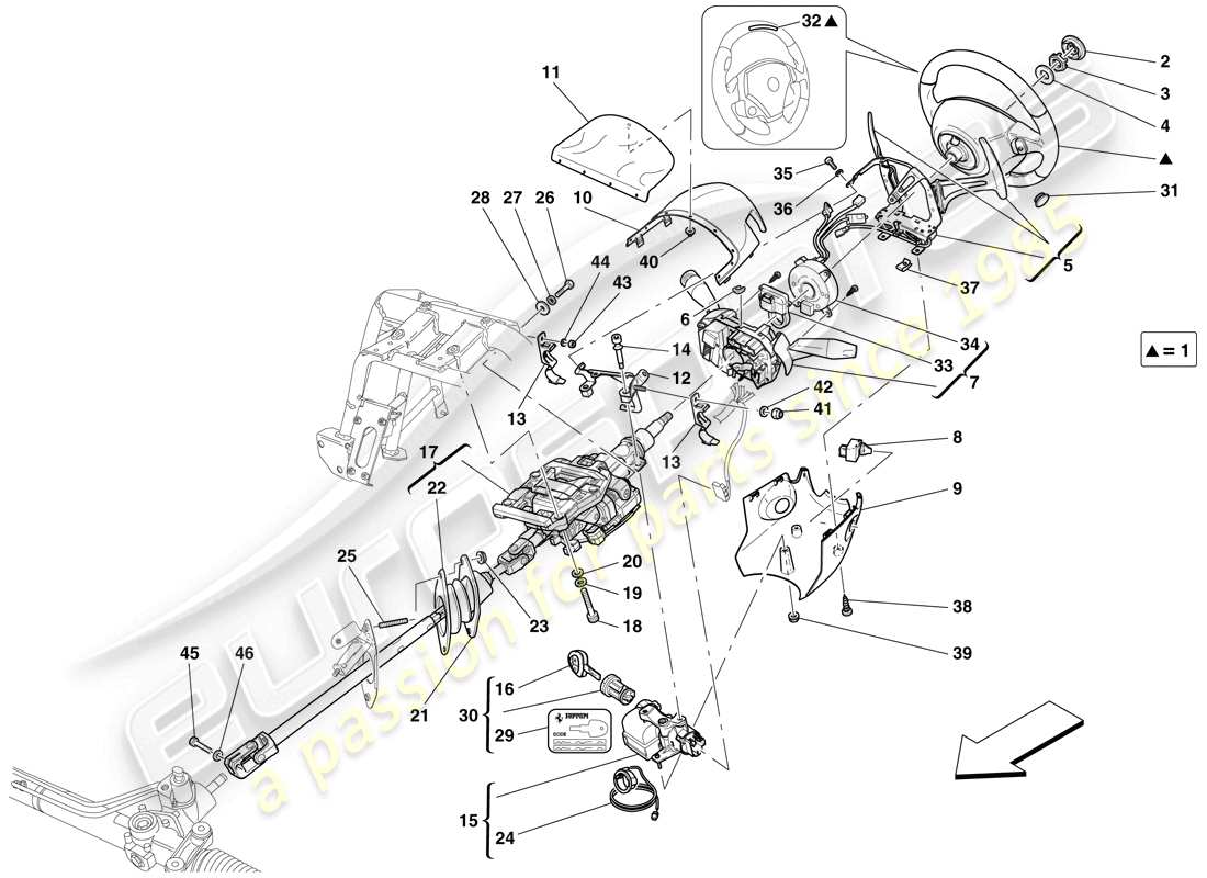 Ferrari 599 SA Aperta (Europe) Steering Control Part Diagram