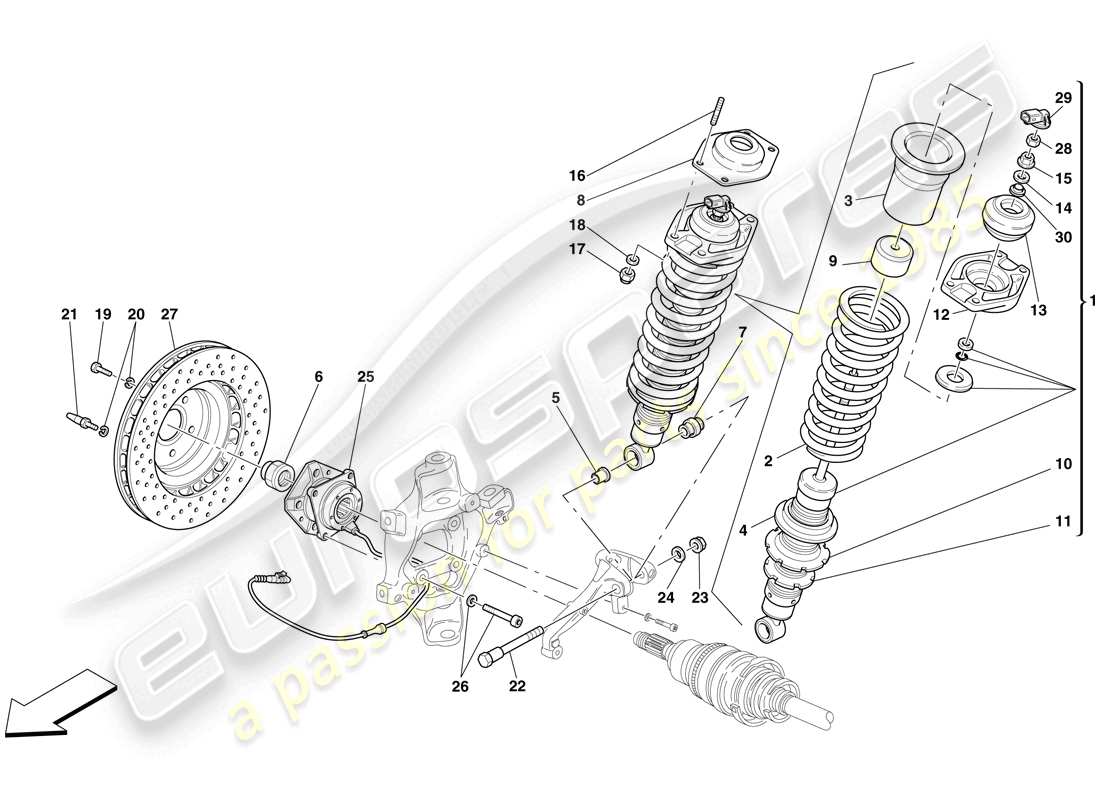 Ferrari 599 SA Aperta (Europe) Rear Suspension - Shock Absorber and Brake Disc Part Diagram