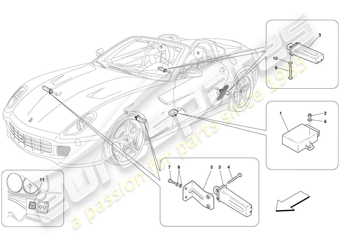 Ferrari 599 SA Aperta (Europe) TYRE PRESSURE MONITORING SYSTEM Part Diagram