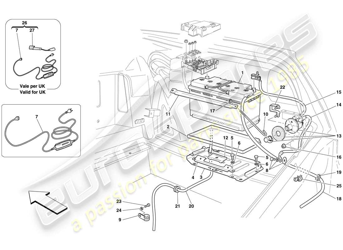Ferrari 599 SA Aperta (Europe) Battery Part Diagram