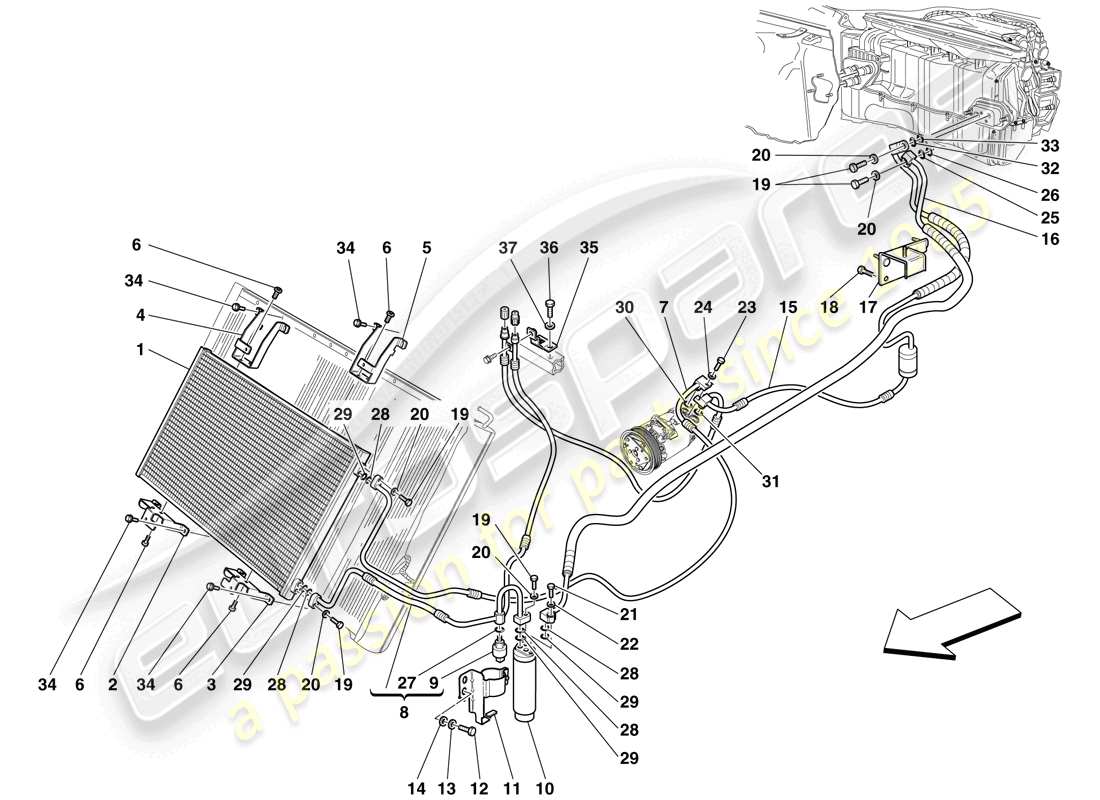 Ferrari 599 SA Aperta (Europe) AC SYSTEM - FREON PIPES Part Diagram
