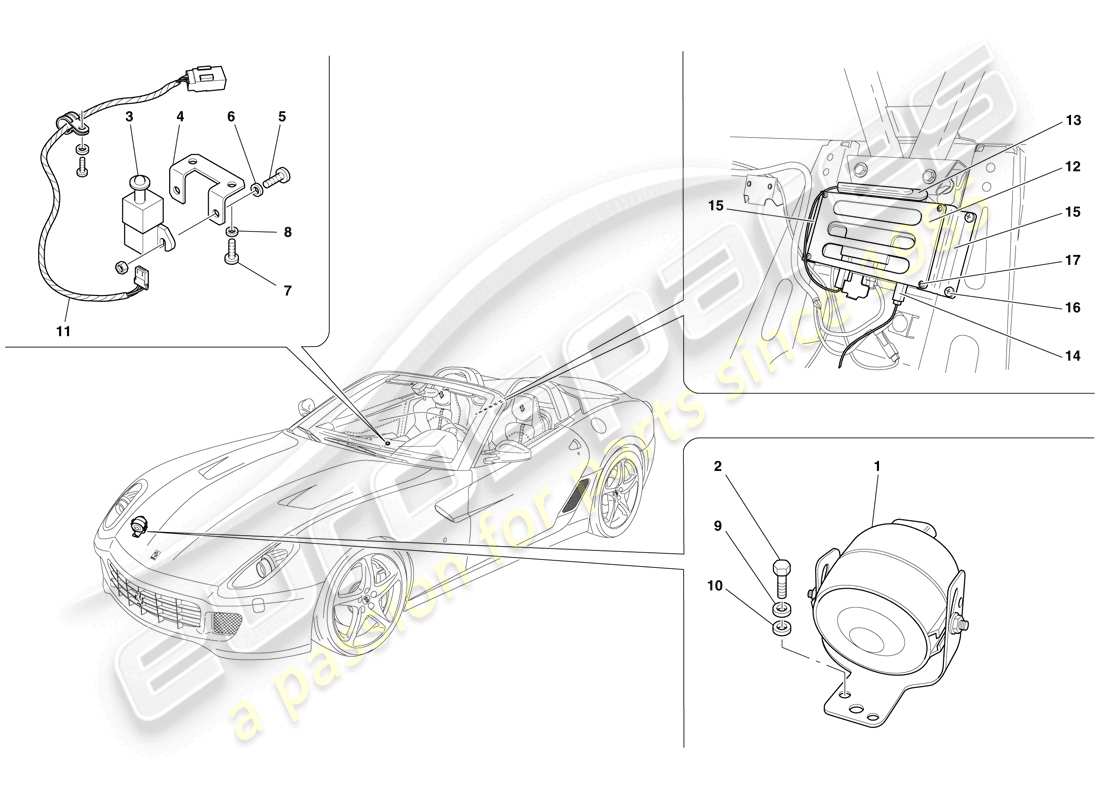 Ferrari 599 SA Aperta (Europe) ANTITHEFT SYSTEM ECUs AND DEVICES Part Diagram