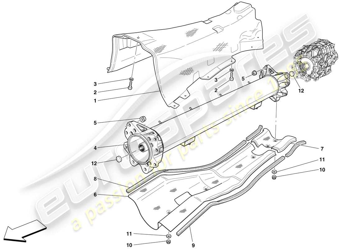 Ferrari 599 SA Aperta (RHD) ENGINE/GEARBOX CONNECTOR PIPE AND INSULATION Part Diagram