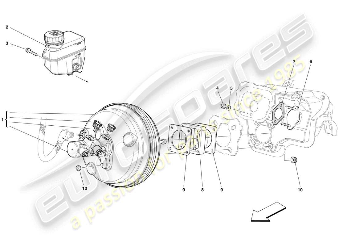 Ferrari 599 SA Aperta (RHD) HYDRAULIC BRAKE AND CLUTCH CONTROL Part Diagram