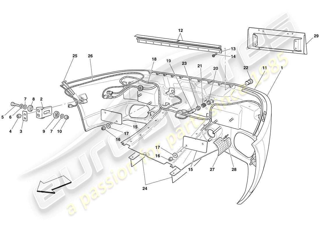 Ferrari 599 SA Aperta (RHD) REAR BUMPER Part Diagram