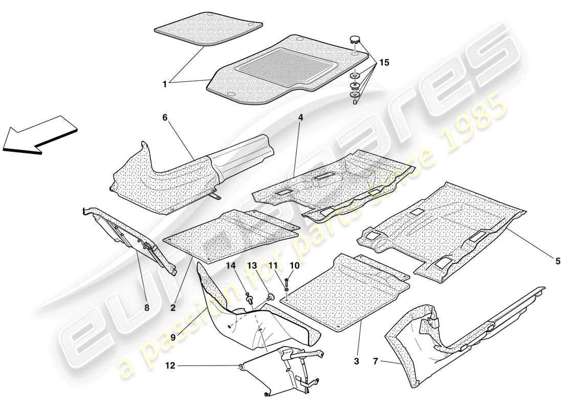 Ferrari 599 SA Aperta (RHD) PASSENGER COMPARTMENT TRIM AND MATS Part Diagram