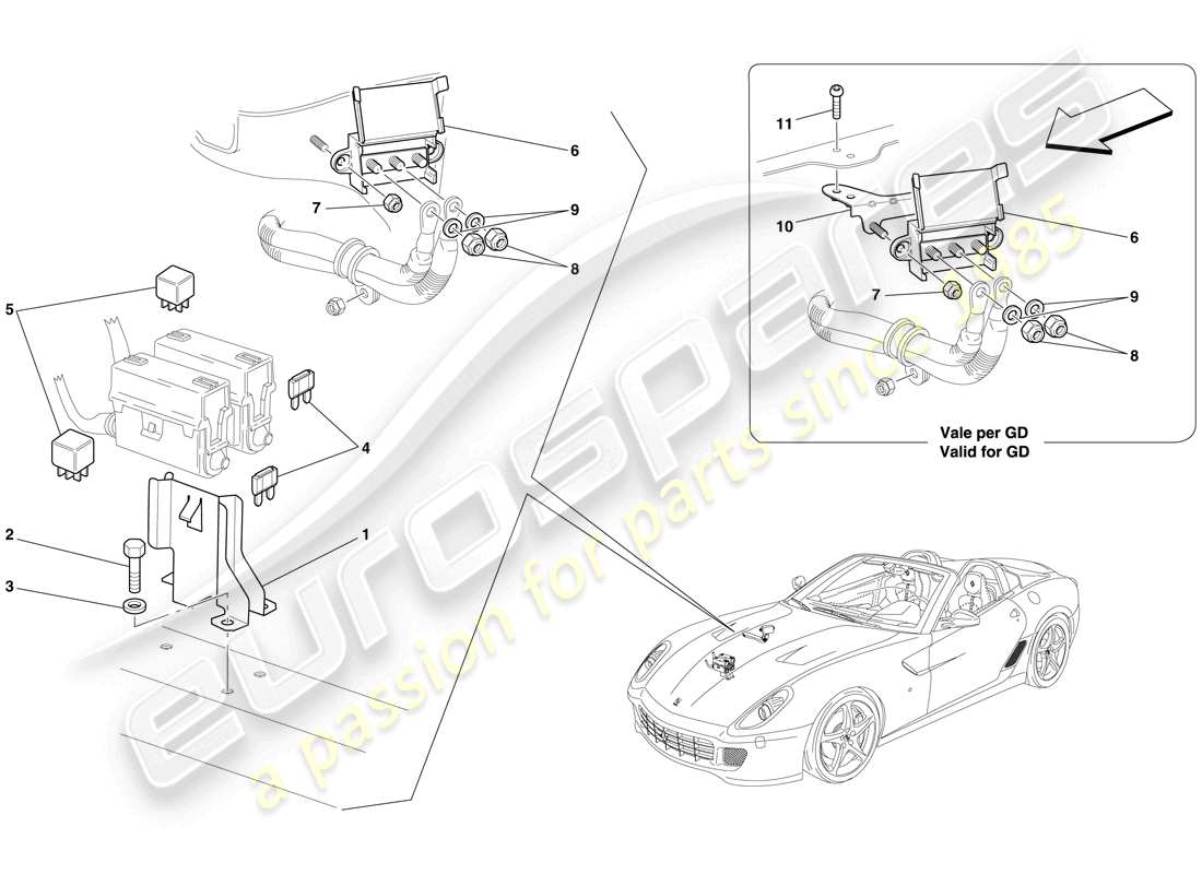 Ferrari 599 SA Aperta (RHD) ENGINE COMPARTMENT ECUs Part Diagram