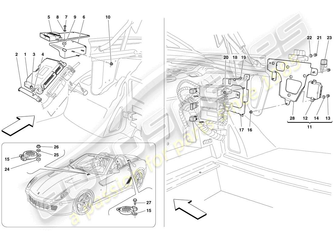 Ferrari 599 SA Aperta (RHD) LUGGAGE COMPARTMENT ECUs Part Diagram