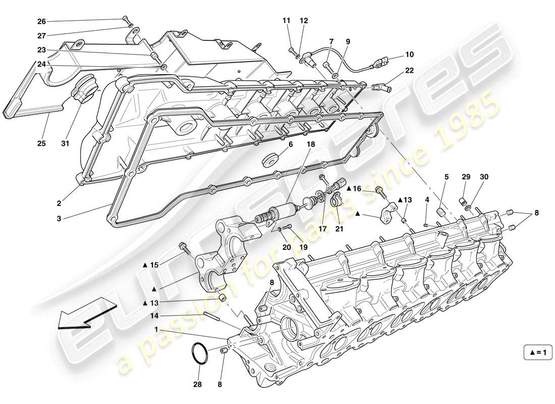 Ferrari 599 SA Aperta (USA) right hand cylinder head Parts Diagram