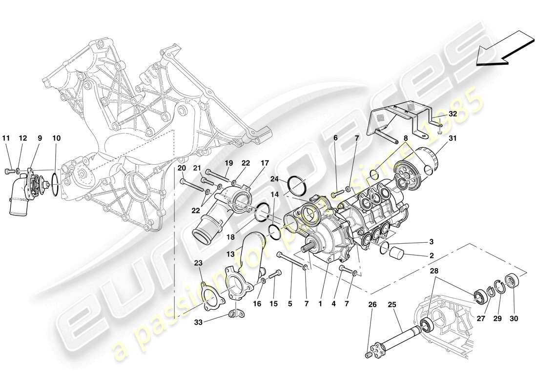 Ferrari 599 SA Aperta (USA) OIL / WATER PUMP Parts Diagram