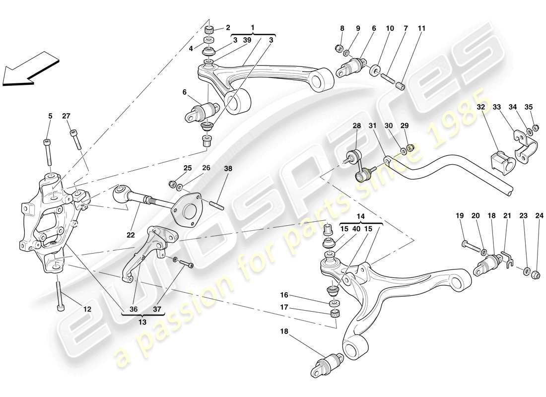 Ferrari 599 SA Aperta (USA) REAR SUSPENSION - ARMS AND STABILISER BAR Parts Diagram