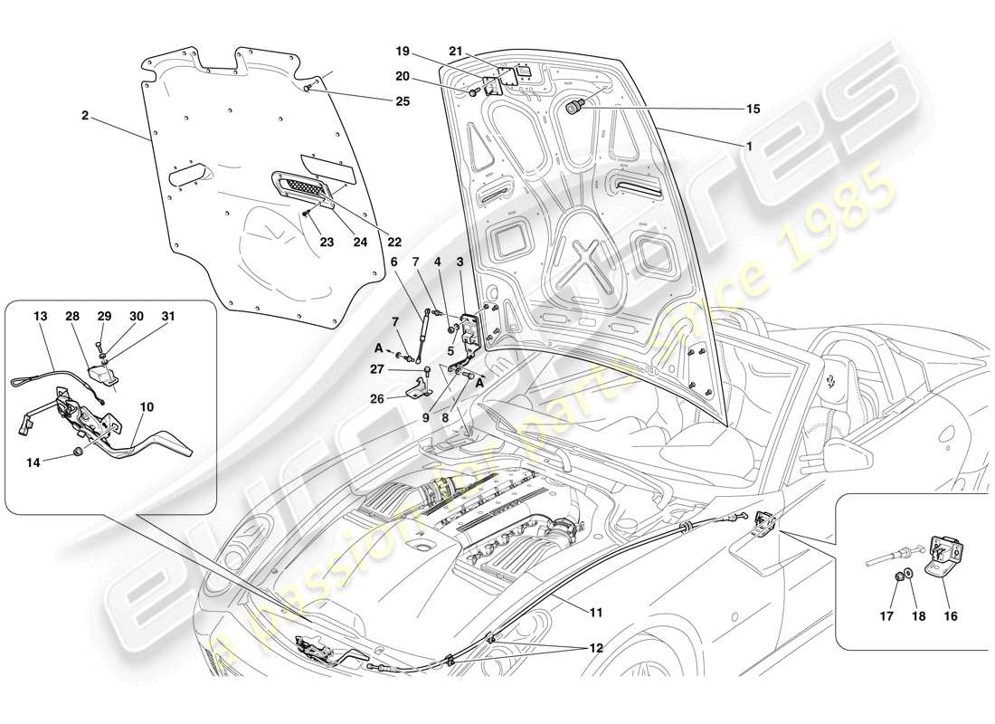 Ferrari 599 SA Aperta (USA) ENGINE COMPARTMENT LID Parts Diagram