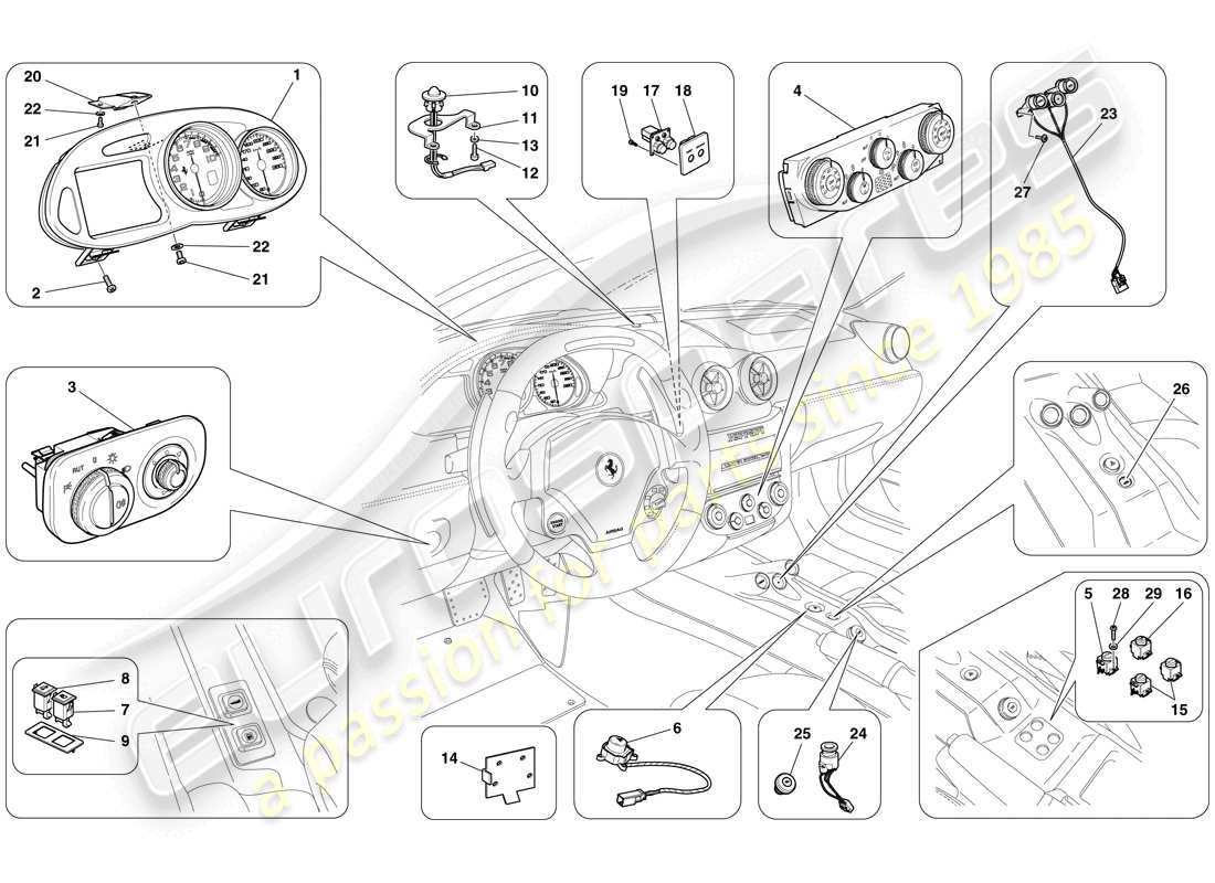 Ferrari 599 SA Aperta (USA) Instrumentation Part Diagram