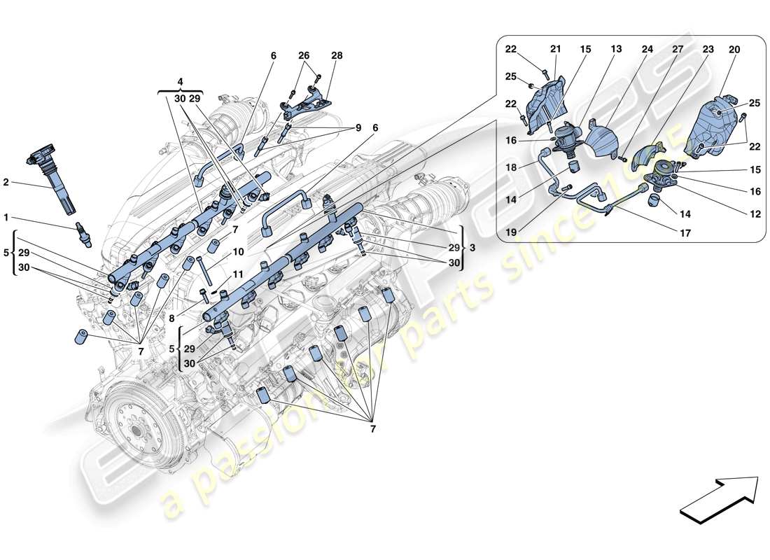 Ferrari F12 Berlinetta (Europe) injection - ignition system Parts Diagram