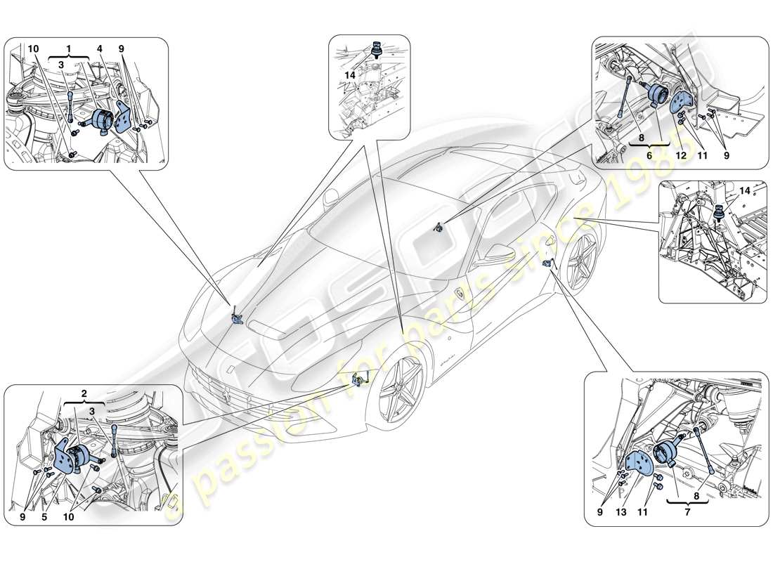Ferrari F12 Berlinetta (Europe) ELECTRONIC MANAGEMENT (SUSPENSION) Part Diagram