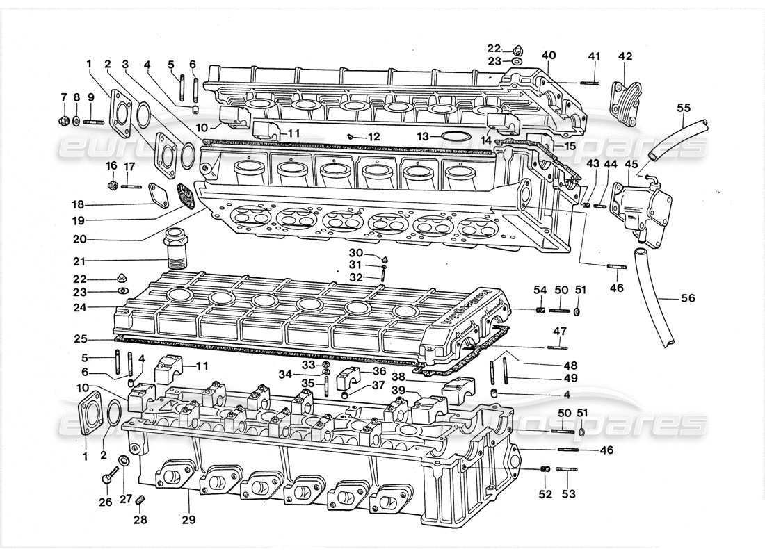 Lamborghini LM002 (1988) Cylinder Heads Part Diagram