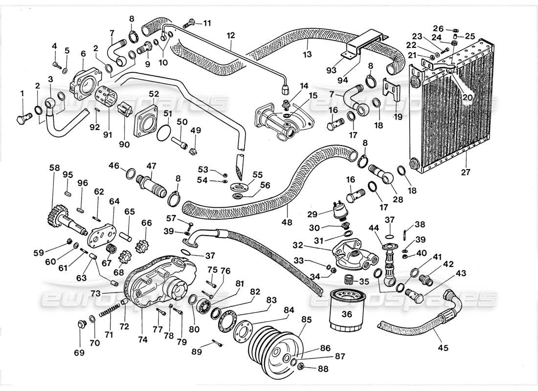 Lamborghini LM002 (1988) oil pump and filter Parts Diagram