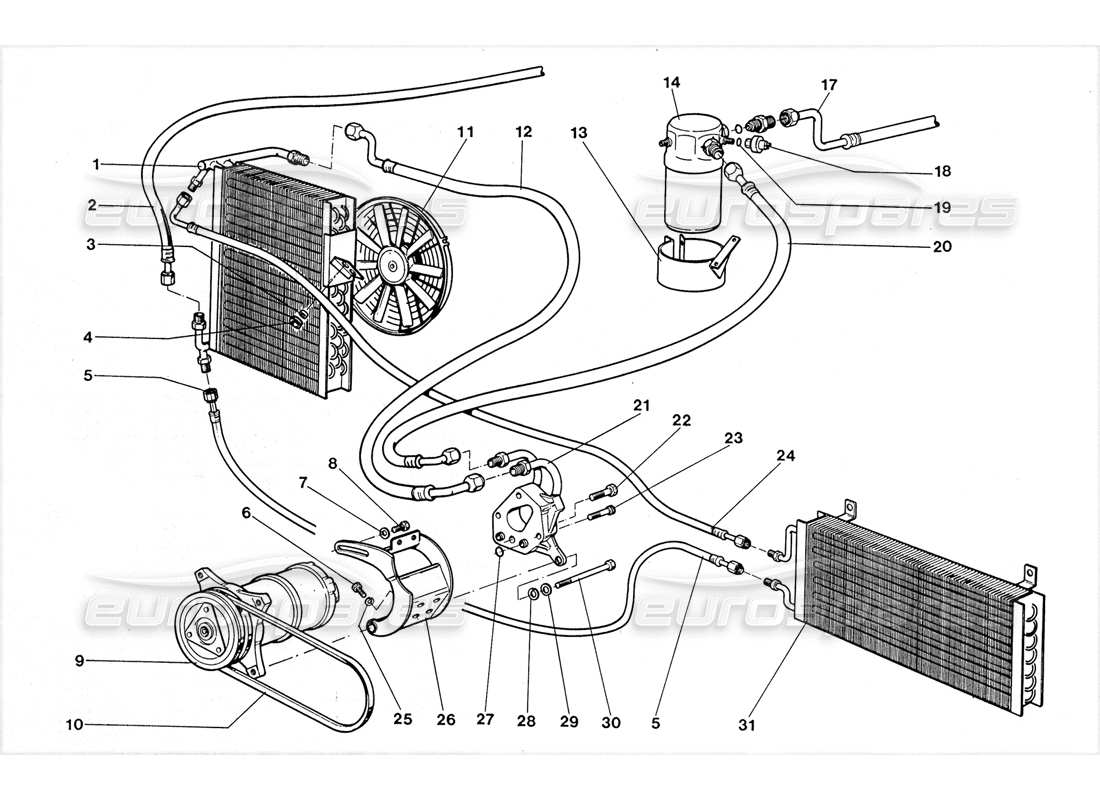 Lamborghini LM002 (1988) air conditioning system Part Diagram