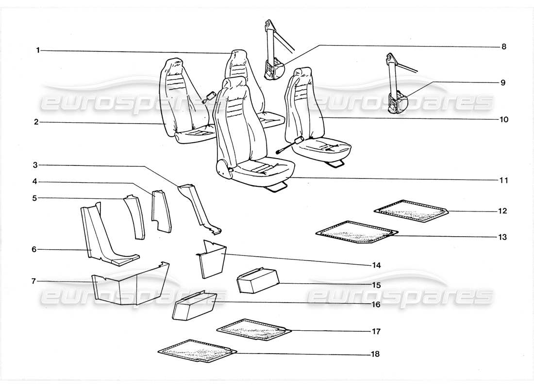 Lamborghini LM002 (1988) Seat and Carpets Part Diagram