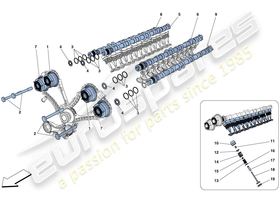 Ferrari F12 Berlinetta (RHD) timing system - tappets Parts Diagram