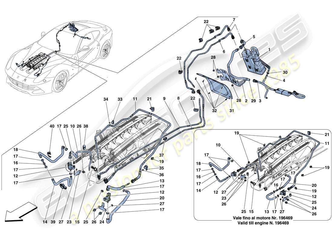 Ferrari F12 Berlinetta (RHD) evaporative emissions control system Part Diagram