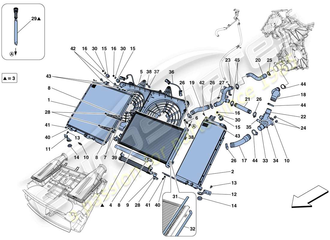 Ferrari F12 Berlinetta (RHD) COOLING - RADIATORS AND AIR DUCTS Part Diagram