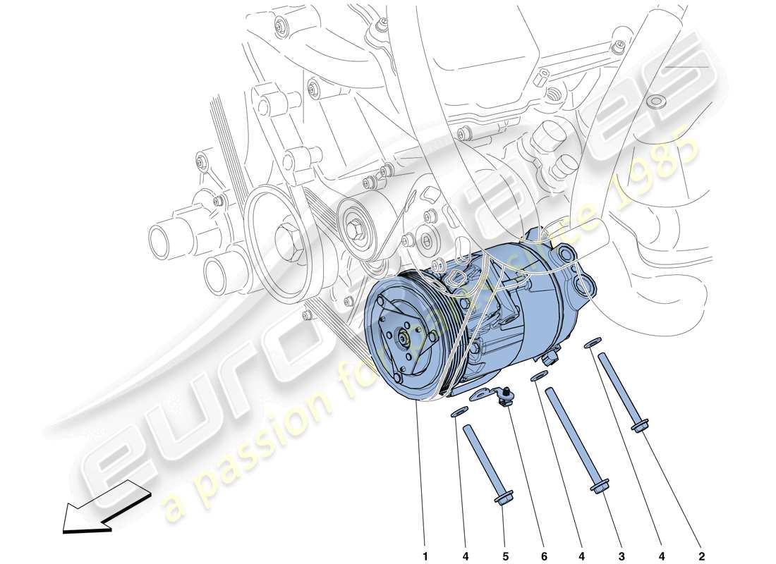 Ferrari F12 Berlinetta (RHD) AC SYSTEM COMPRESSOR Part Diagram