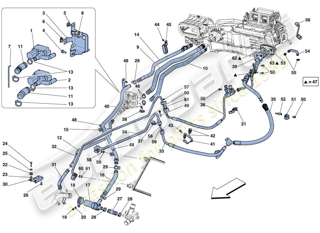 Ferrari F12 Berlinetta (RHD) AC SYSTEM - WATER AND FREON Part Diagram