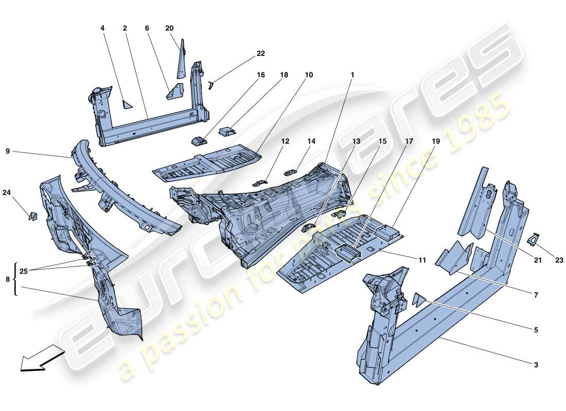 Ferrari F12 Berlinetta (RHD) STRUCTURES AND ELEMENTS, CENTRE OF VEHICLE Part Diagram
