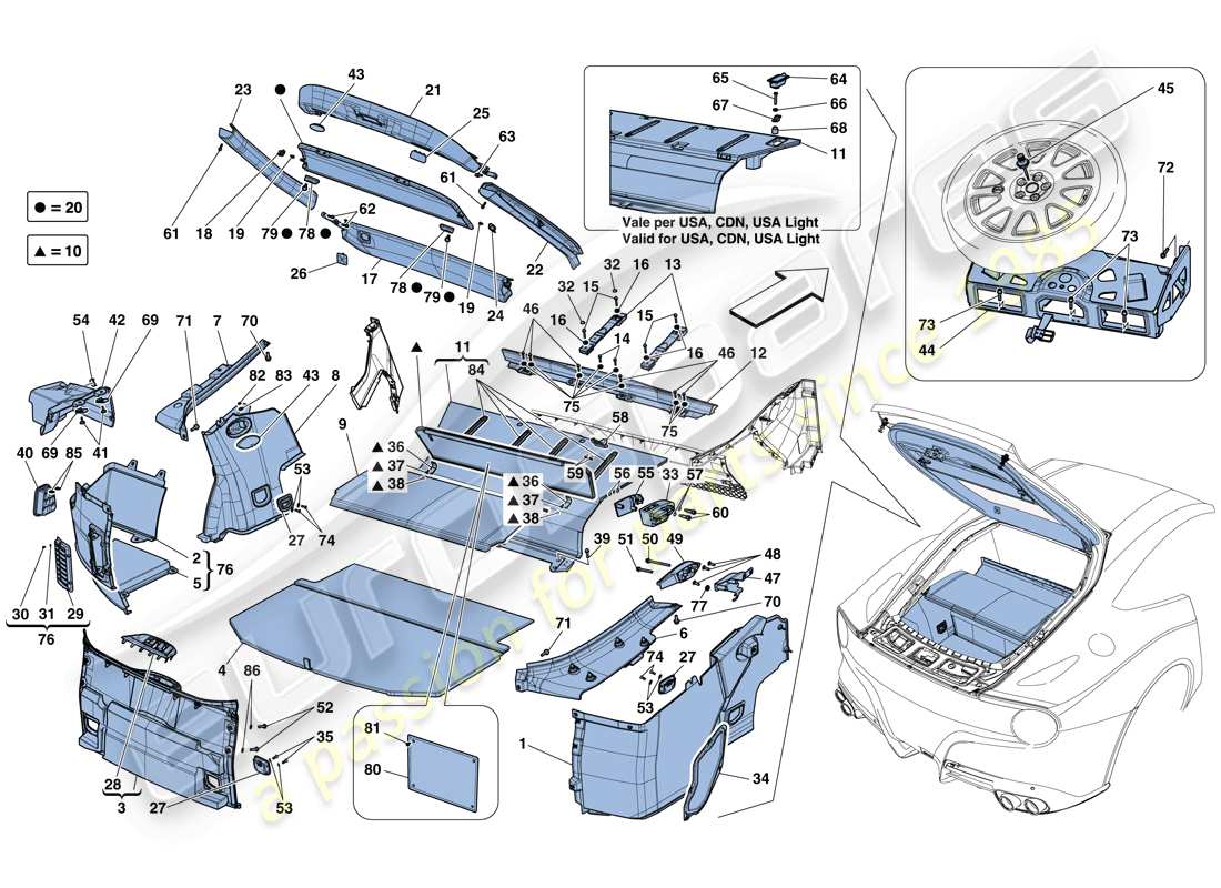 Ferrari F12 Berlinetta (RHD) LUGGAGE COMPARTMENT MATS Part Diagram