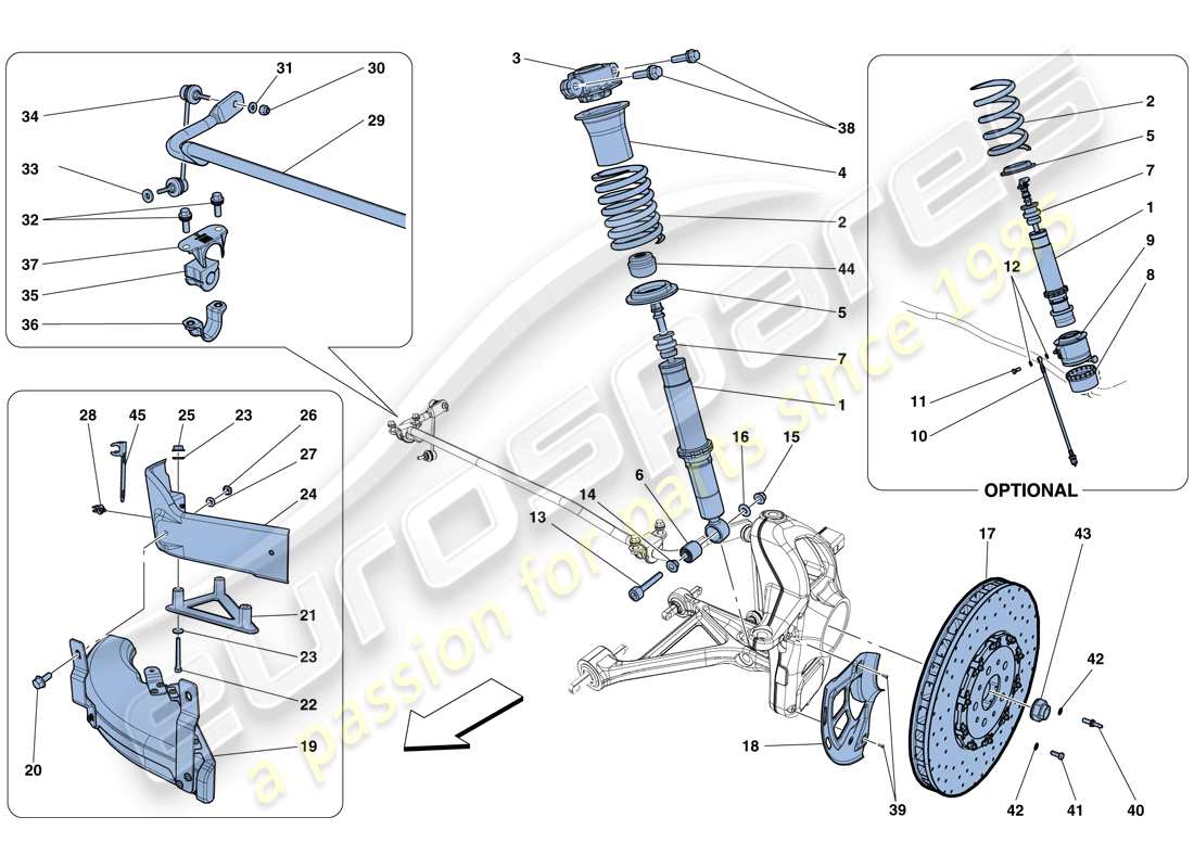 Ferrari F12 Berlinetta (USA) Front Suspension - Shock Absorber and Brake Disc Part Diagram