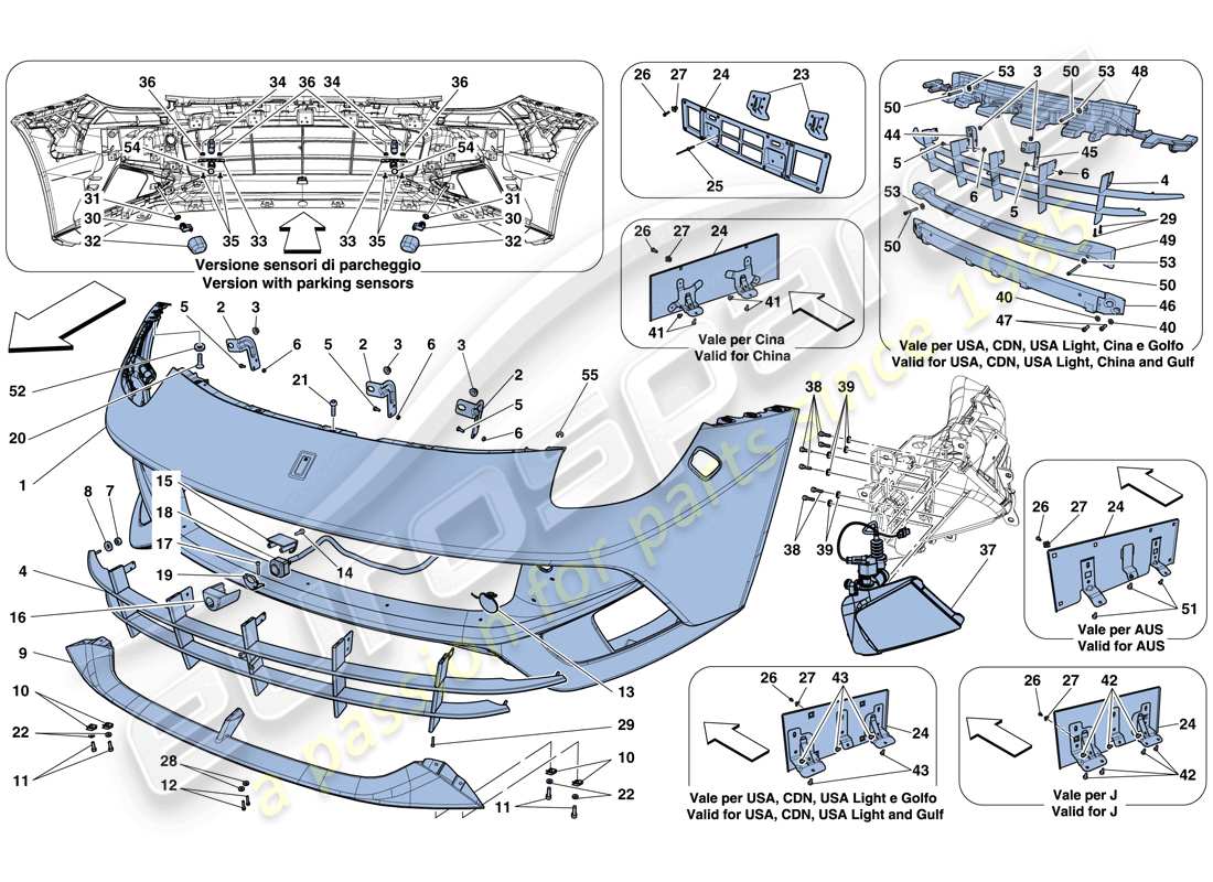 Ferrari F12 Berlinetta (USA) FRONT BUMPER Part Diagram