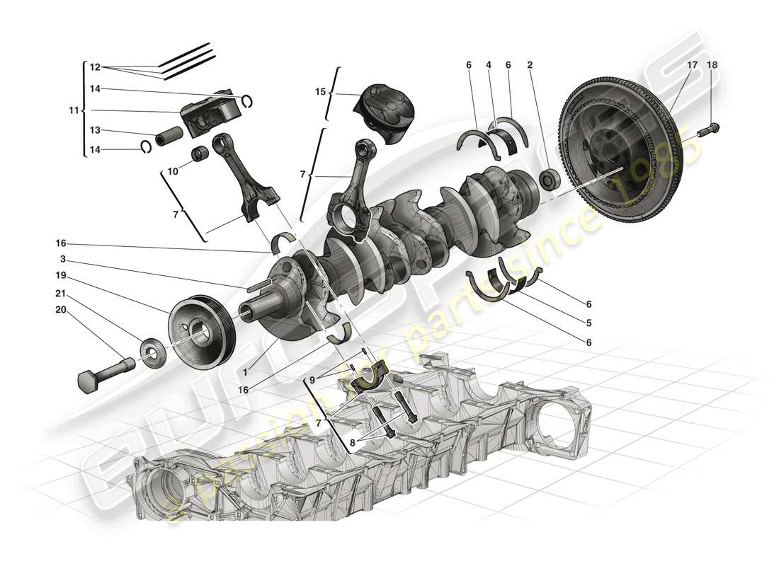 Ferrari LaFerrari (Europe) crankshaft - connecting rods and pistons Part Diagram