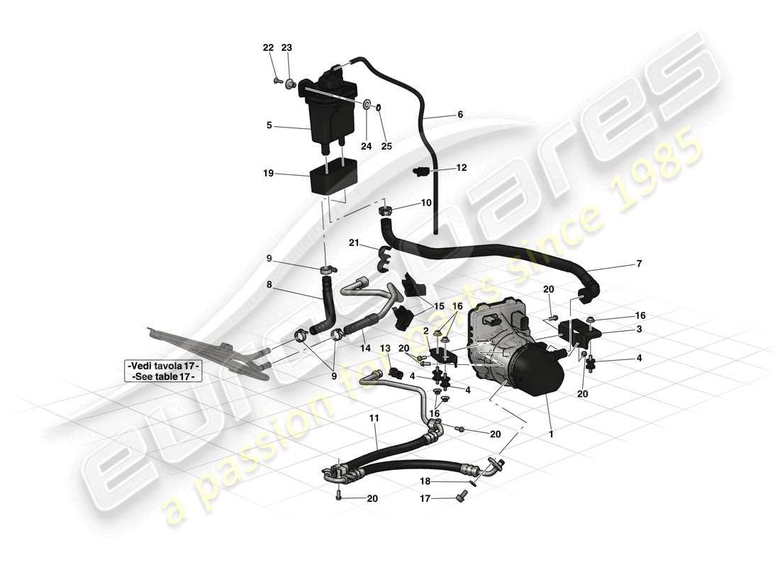 Ferrari LaFerrari (Europe) POWER STEERING PUMP AND RESERVOIR Part Diagram
