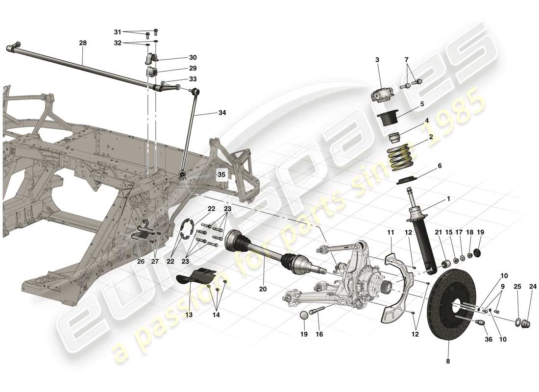 Ferrari LaFerrari (Europe) Rear Suspension - Shock Absorber and Brake Disc Part Diagram