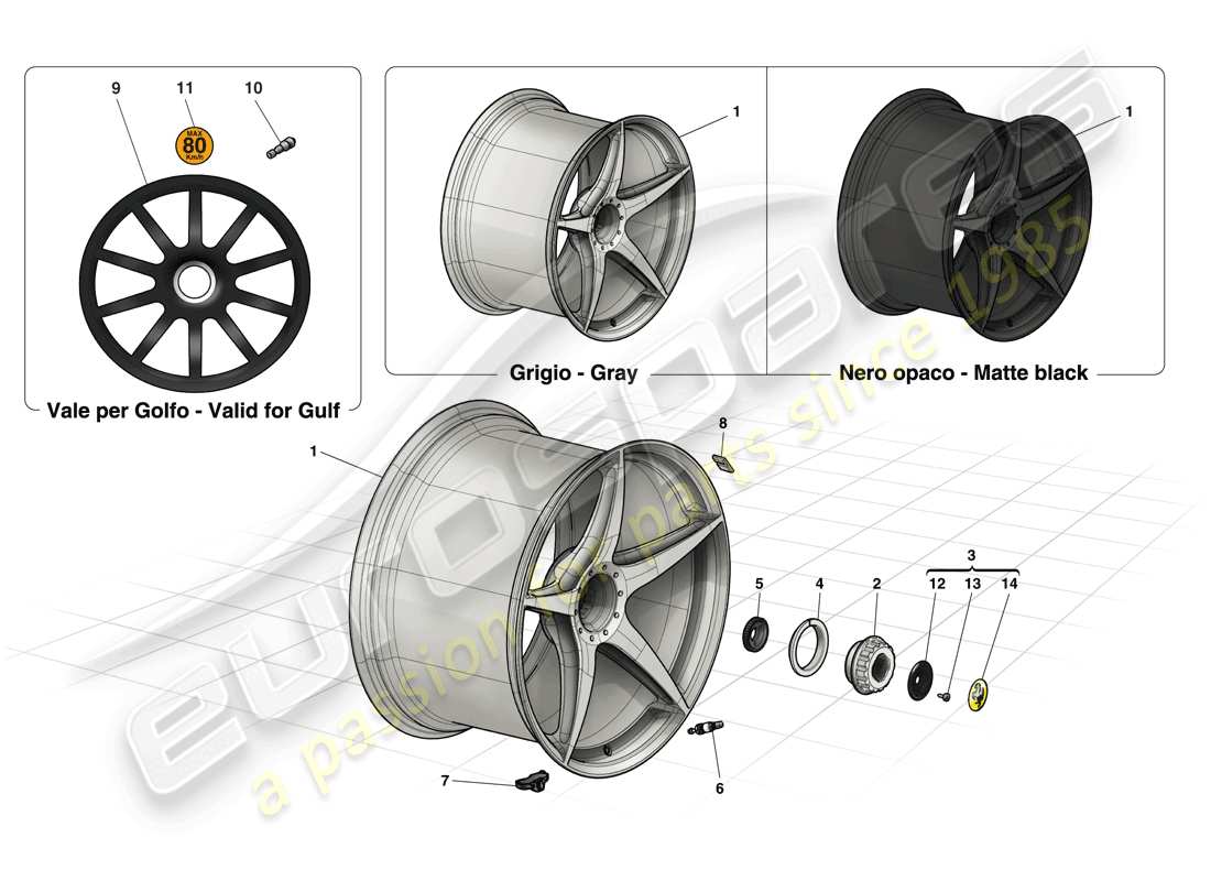 Ferrari LaFerrari (Europe) Wheels Part Diagram