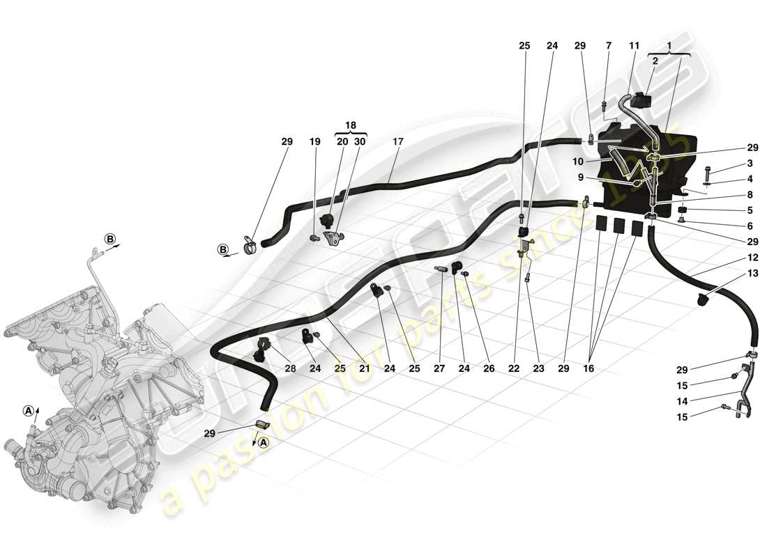Ferrari LaFerrari (USA) HEADER TANK AND PIPES Part Diagram