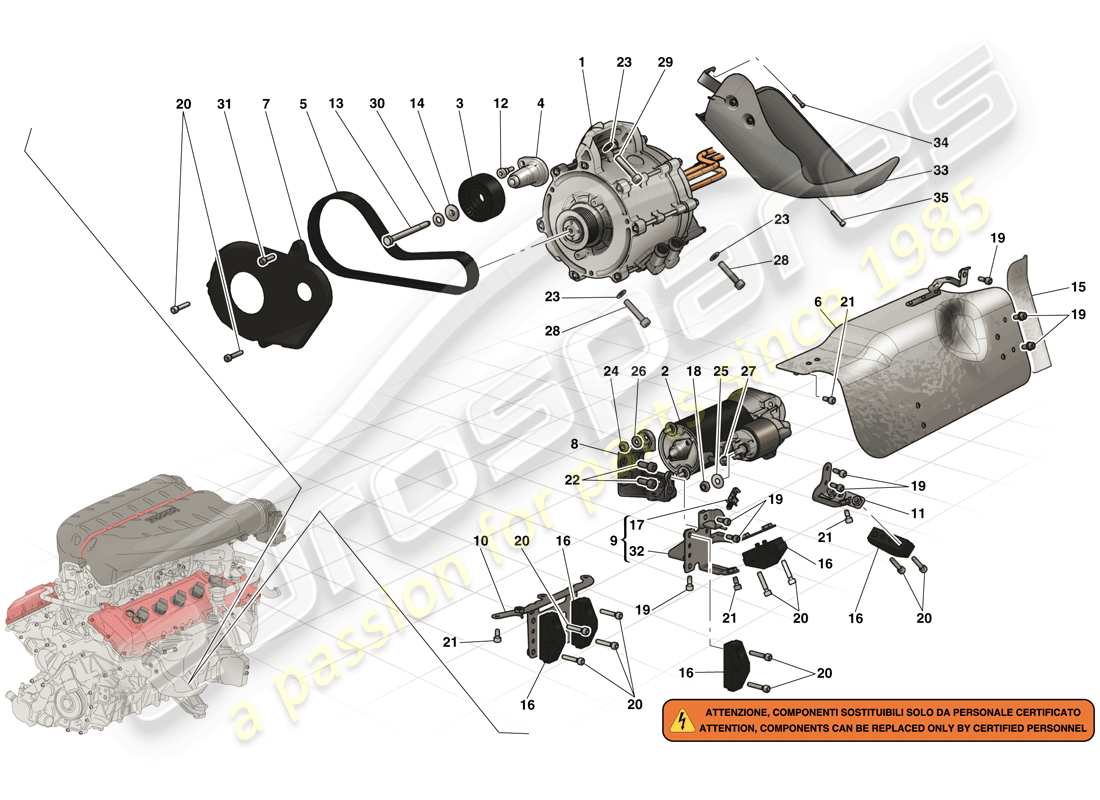 Ferrari LaFerrari (USA) STARTER MOTOR AND ELECTRIC MOTOR 2 Part Diagram