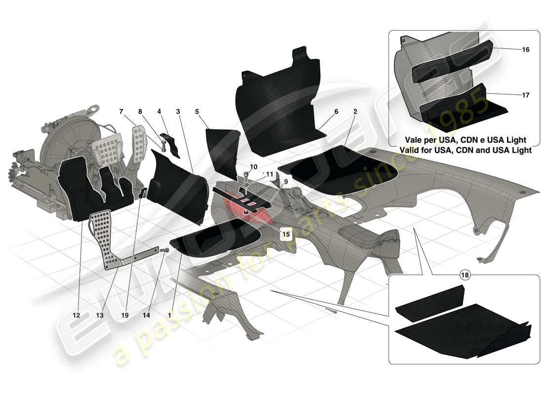 Ferrari LaFerrari (USA) PASSENGER COMPARTMENT MATS Part Diagram