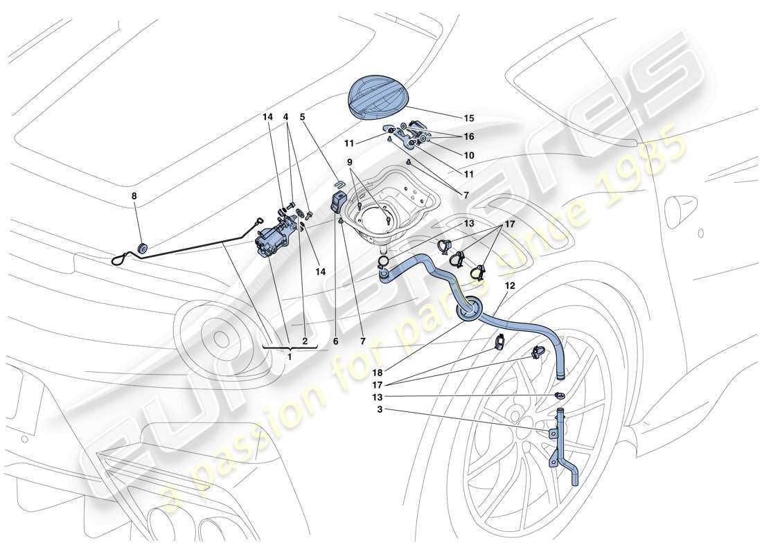Ferrari F12 TDF (Europe) FUEL FILLER FLAP AND CONTROLS Part Diagram