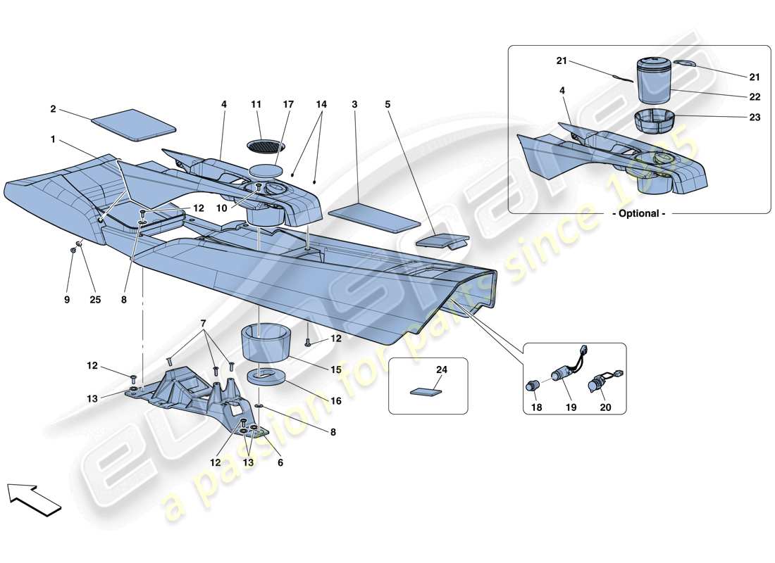 Ferrari F12 TDF (Europe) TUNNEL - SUBSTRUCTURE AND ACCESSORIES Part Diagram