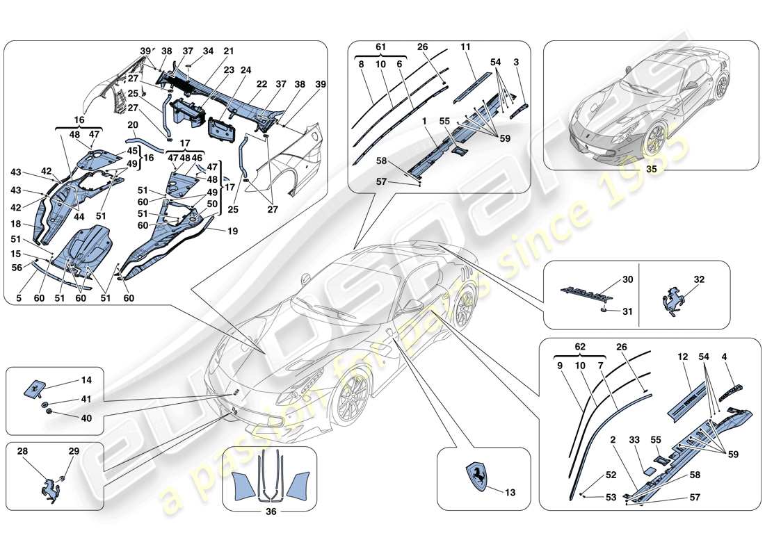 Ferrari F12 TDF (Europe) SHIELDS - EXTERNAL TRIM Part Diagram