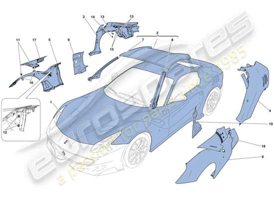 a part diagram from the Ferrari F12 TDF (Europe) parts catalogue