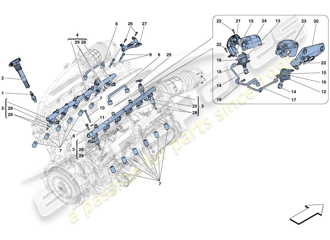 Ferrari F12 TDF (RHD) injection - ignition system Part Diagram
